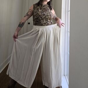 Eileen Fisher Silk Cream Wide-Leg Pants
